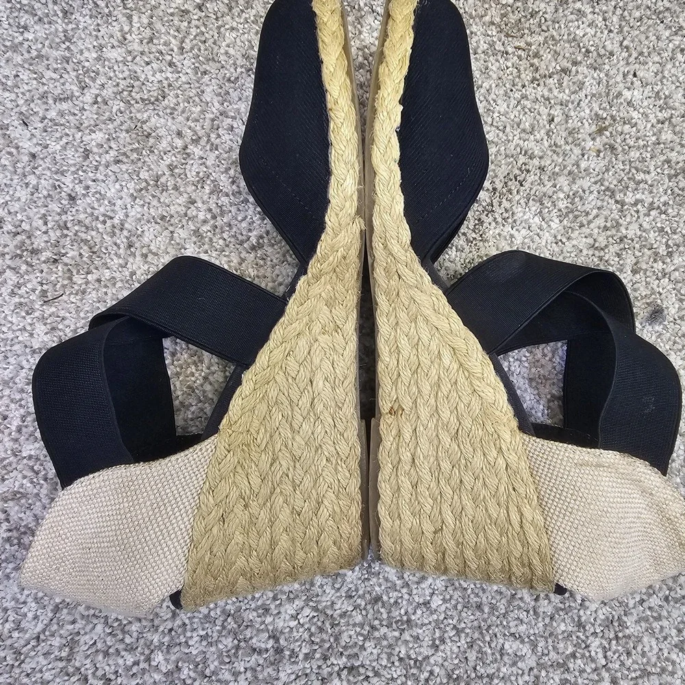 Lauren Ralph Lauren Charla‎ Espadrille Elastic Closed Toe Navy Wedge Sz 10B